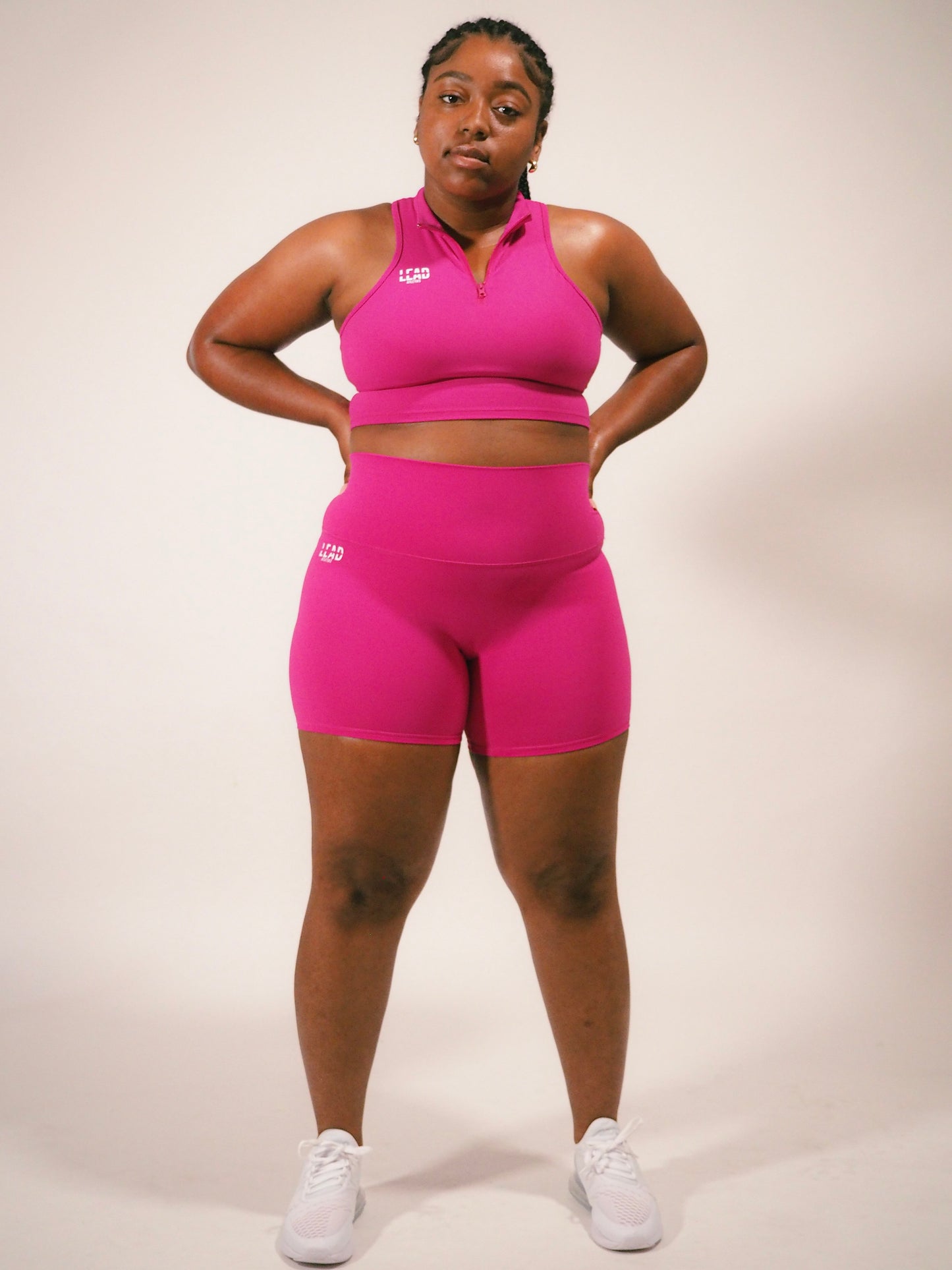 Merry Magenta x 1/2 Zip Seamless Crop